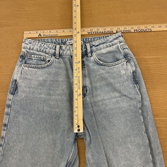 Women's Zara Straight Leg High Waist Distressed Denim Jeans Size 6 - Picture 6 of 9